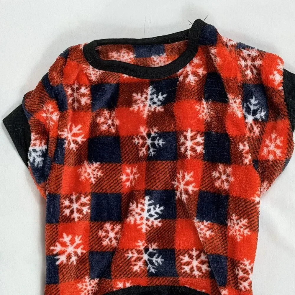Holiday Pet Dog PJ’s Pajamas Soft XL  Red Black White Snowflakes